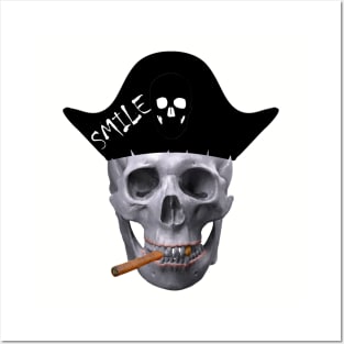 smiley skull With Black Hat Posters and Art